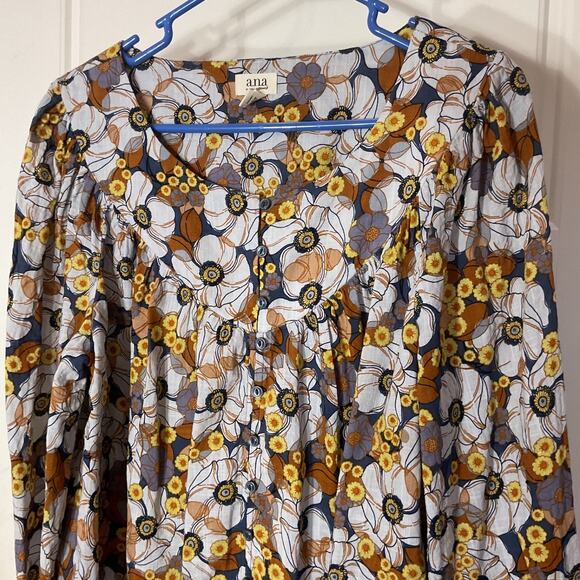 Ana Floral Long Sleeve Romy Prasant Boho Top L - Picture 2 of 7